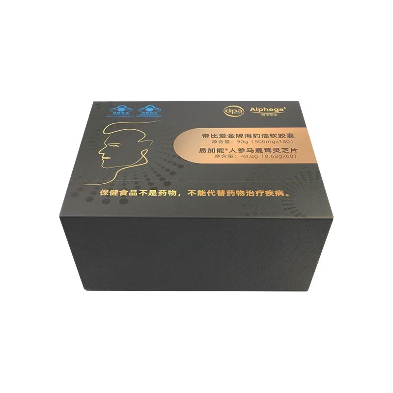 帝比爱金牌海豹油软胶囊(180粒)@易加能 人参马鹿茸灵芝片 礼盒装(60片)